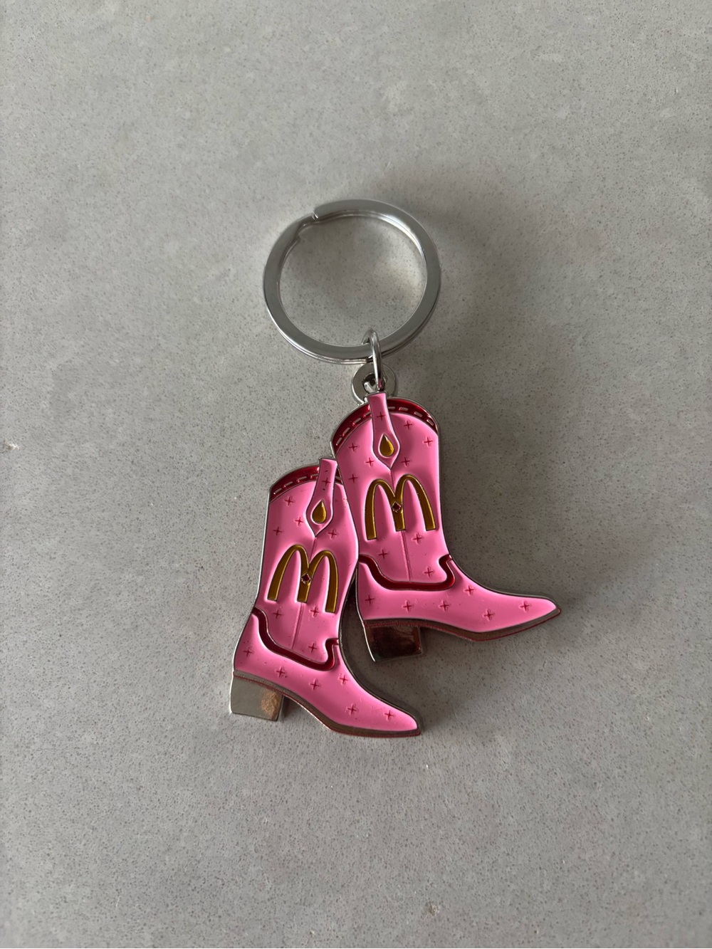 🌺5/$25🌺McDonald's Shania Twain Pink Cowboy Boot Keyring with Gold Arches-NWOT